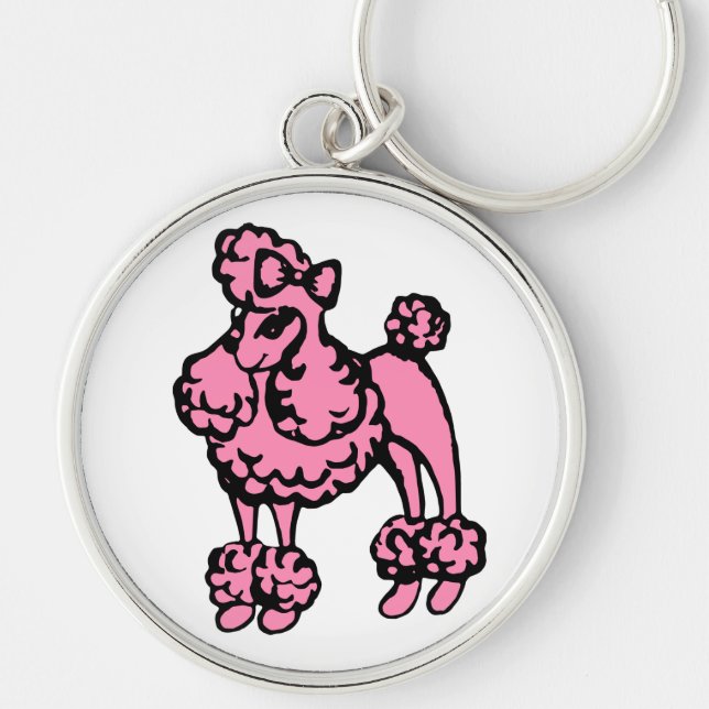 Chaveiro de Poodle Rosa Retroativa (Frente)
