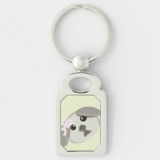 Chaveiro de Prata com Arte de Cachorrinho Branco F