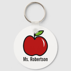Chaveiro de professor com design de maçã vermelh