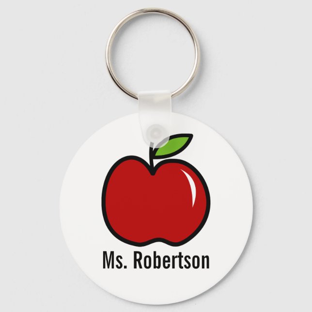 Chaveiro de professor com design de maçã vermelha (Frente)