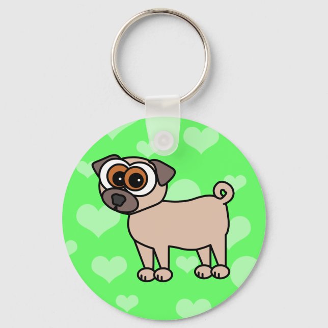 Chaveiro de Pug Bonito - Verde (Frente)