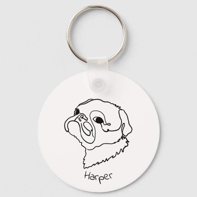 Chaveiro de Pug Personalizado com Vista (Frente)