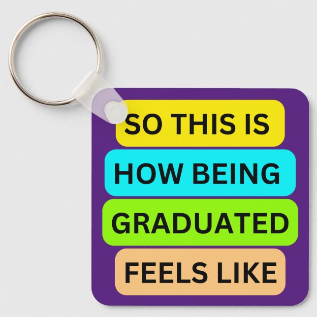 Chaveiro de quadrado roxo SO_NOT_IS_HOW_BEING_GRAD (Frente)