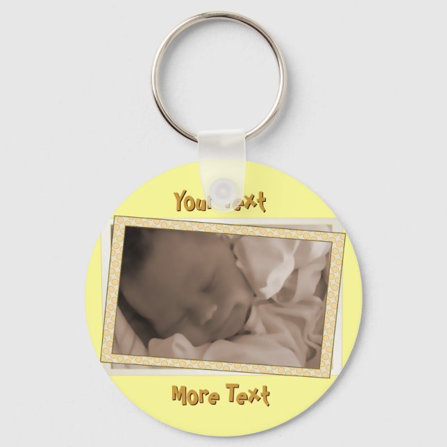 Chaveiro de Quadro de Bolinhas Amarelo Funky (Frente)