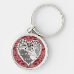 Chaveiro de Quadro de Coração de Diamante Vermel