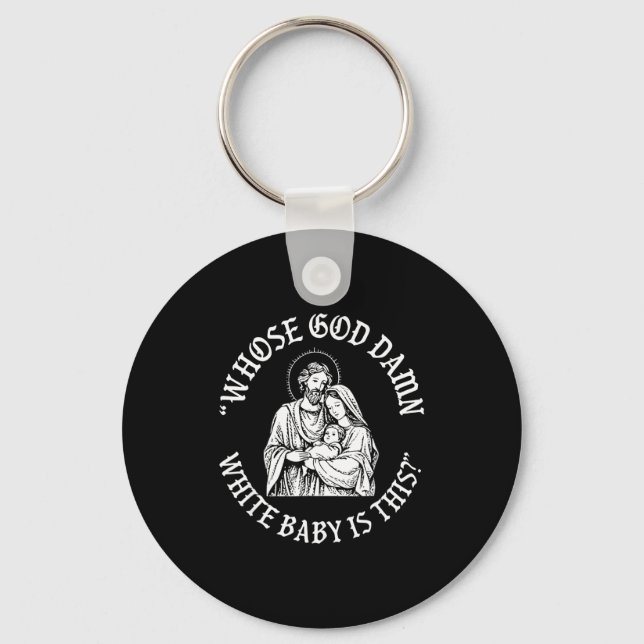 Chaveiro De Quem é Este Bebê Branco de Deus no Natal  (Frente)