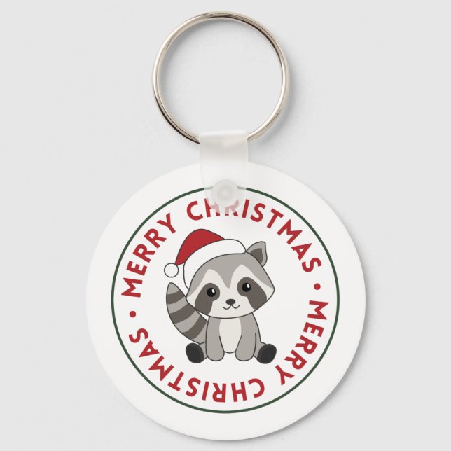 Chaveiro de Raccoon Christmas Snow Winter Raccoons (Frente)