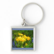 Chaveiro de Reflexão de Água de Girassol Quadrado