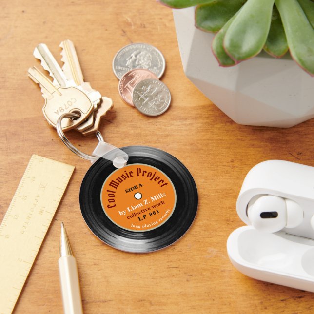 chaveiro de registro de vinilo L.p. personalizado  (Mesa)
