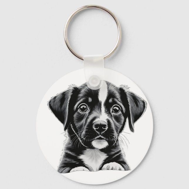 Chaveiro de Retrato de Cachorrinho Fofo – Presente (Frente)