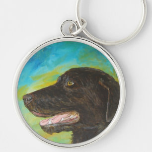 Chaveiro de Retrato de Pé de Cão Negro