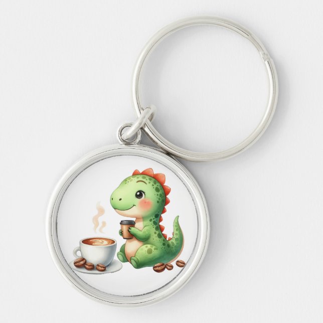 chaveiro de Ronda de Dinossauro Cuta com Cama de Á (Frente)