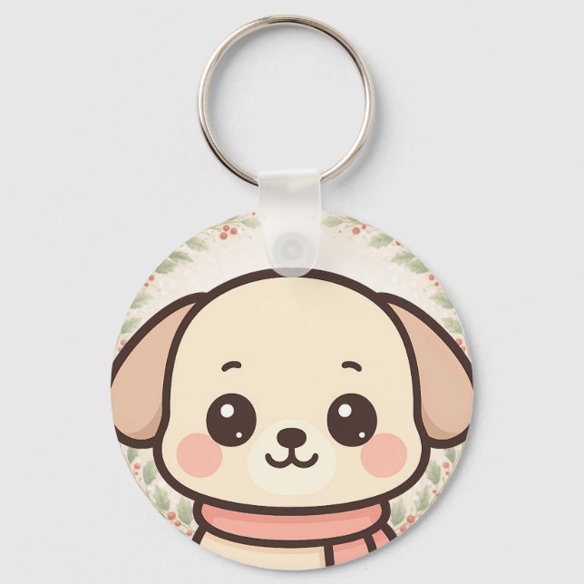 Chaveiro de Rosto de Cachorrinho Kawaii Fofo (Frente)