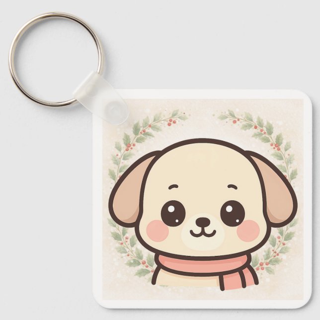 Chaveiro de Rosto de Cachorrinho Kawaii Fofo (Frente)