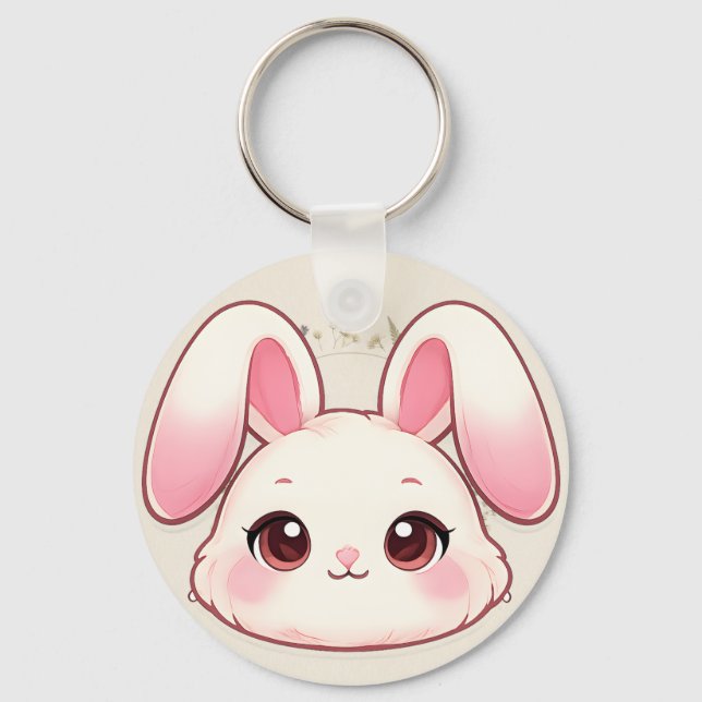 Chaveiro de Rosto de Coelho Kawaii Fofo (Frente)