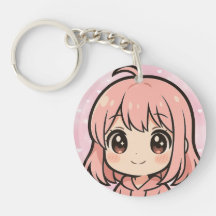 Chaveiro de Rosto de Menina de Anime Kawaii Fofa