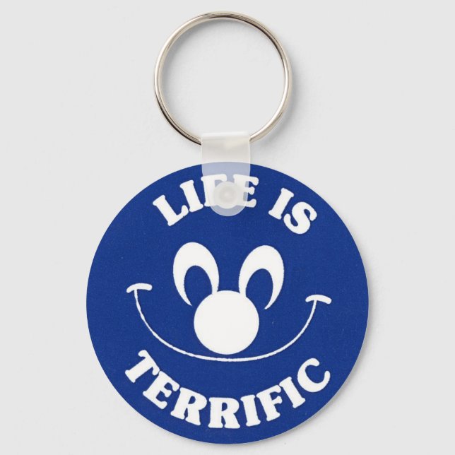 Chaveiro de rosto feliz azul (Frente)