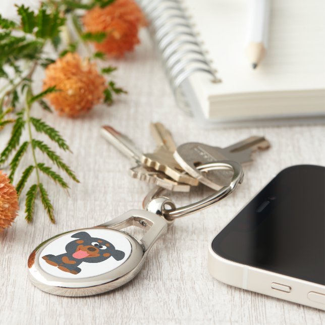 Chaveiro de Rottweiler de Bebê de Cartoon Bonito (Lateral)