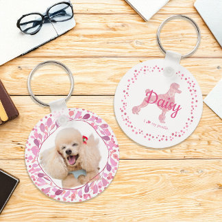 Chaveiro de Silhueta de Poodle Rosa Personalizada