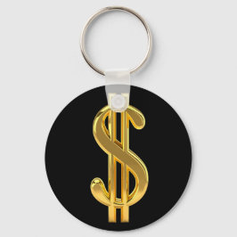 Chaveiro de Sinal de Dólar Preto e Dourado