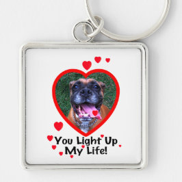 Chaveiro de sorriso do quadrado do cão do