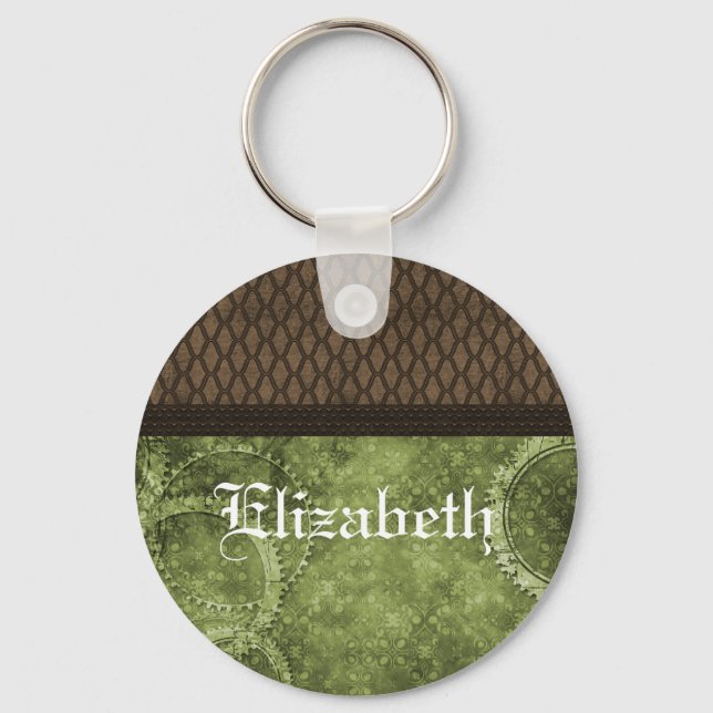 Chaveiro de Steampunk de Engrenagens Metálicas, Ve (Frente)