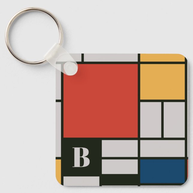 Chaveiro De Stijl Inspirou o Monograma dos Quadrados Primár (Frente)