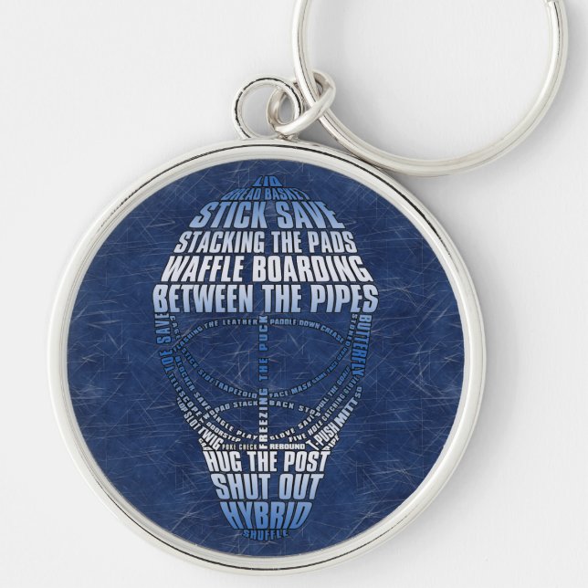 Chaveiro de Tipografia de Hockey Goalie Mask (Frente)