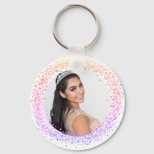 Chaveiro de uma foto-garota branca rosa (Frente)