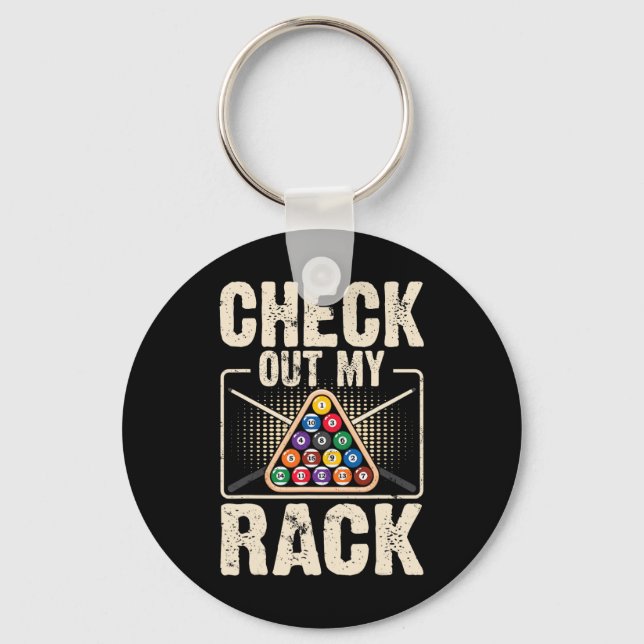 Chaveiro Dê uma olhada no meu rack - Fãs de Bilhar Bonitos  (Frente)