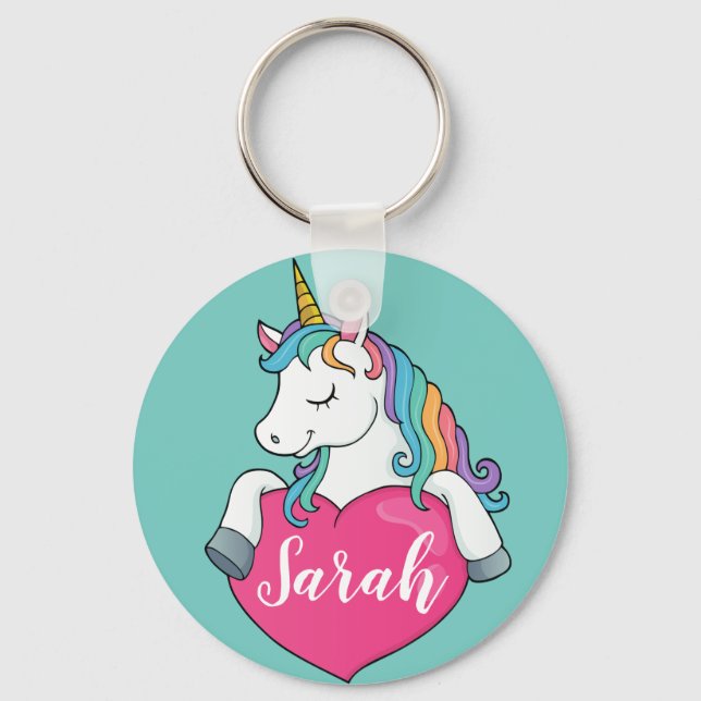 Chaveiro de unicórnio fofo com nome personalizado  (Frente)