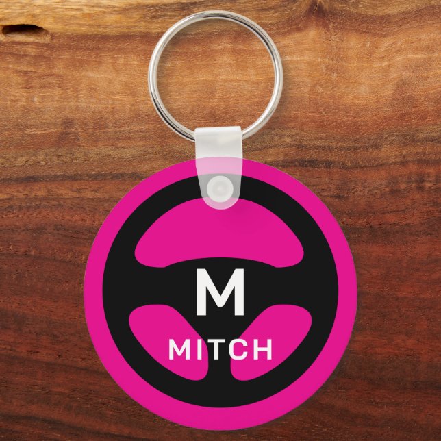 Chaveiro de volante de carro de cor personalizada  (Frente)