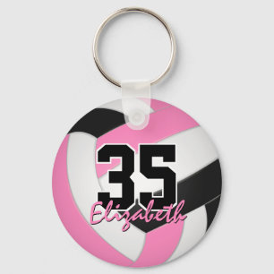 chaveiro de voleibol personalizado preto-rosa fofi