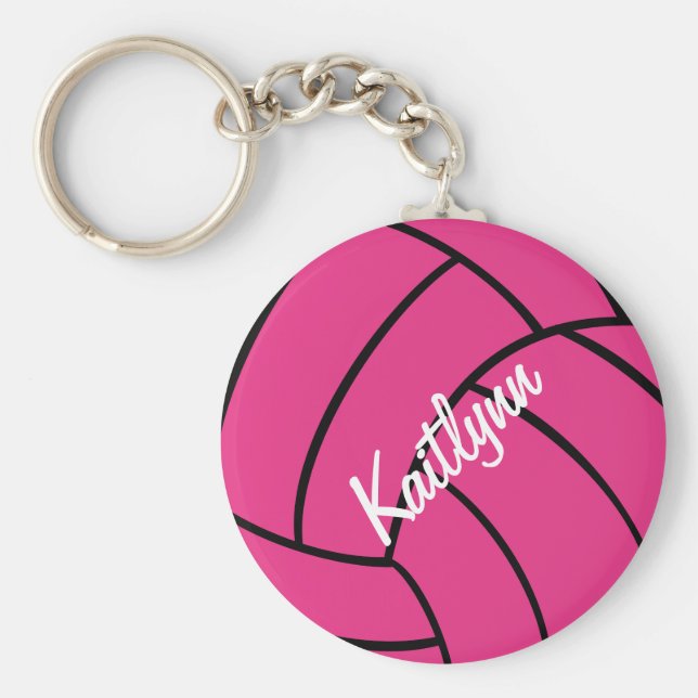 Chaveiro de Voleibol Rosa Personalizado (Frente)