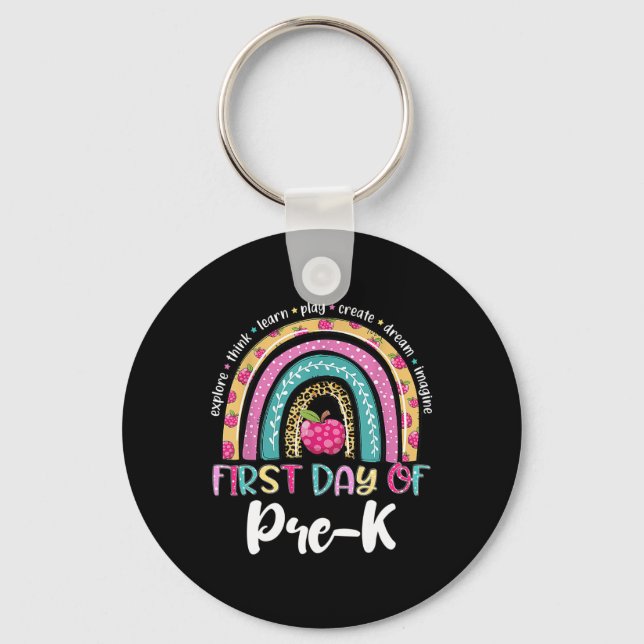 Chaveiro De Volta à Escola Arco-íris Feliz Primeiro Dia De  (Frente)