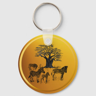 Chaveiro de zebra e árvore de Baobá