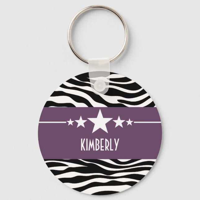 Chaveiro de Zebra Purple Sassy Star (Frente)