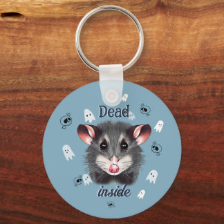 Chaveiro Dead Inside Opossum Keychain Spooky Ghost & Skull