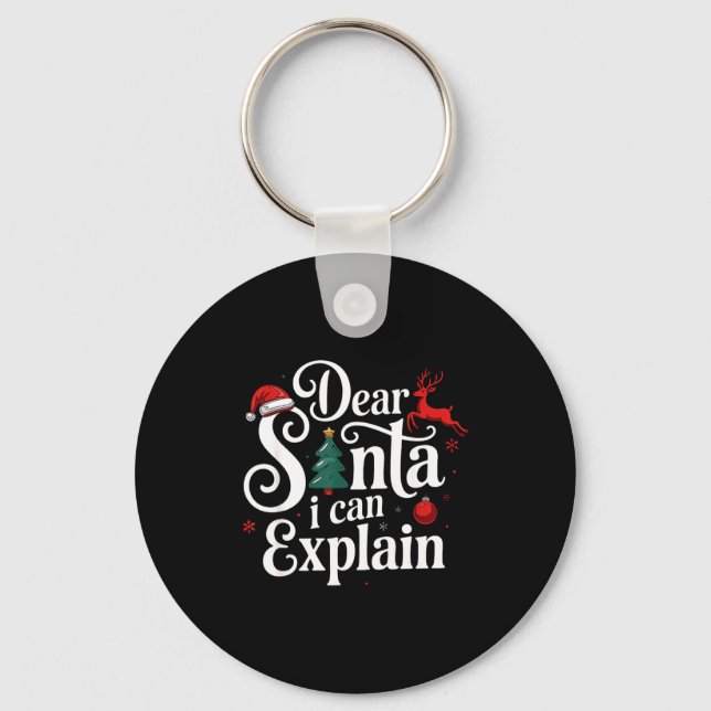 Chaveiro Dear Santa Can Explain Funny Christmas Kids Adults (Frente)