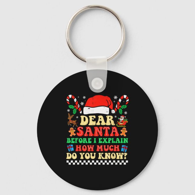 Chaveiro Dear Santa I Can Explain Funny Christmas Xmas Squa (Frente)