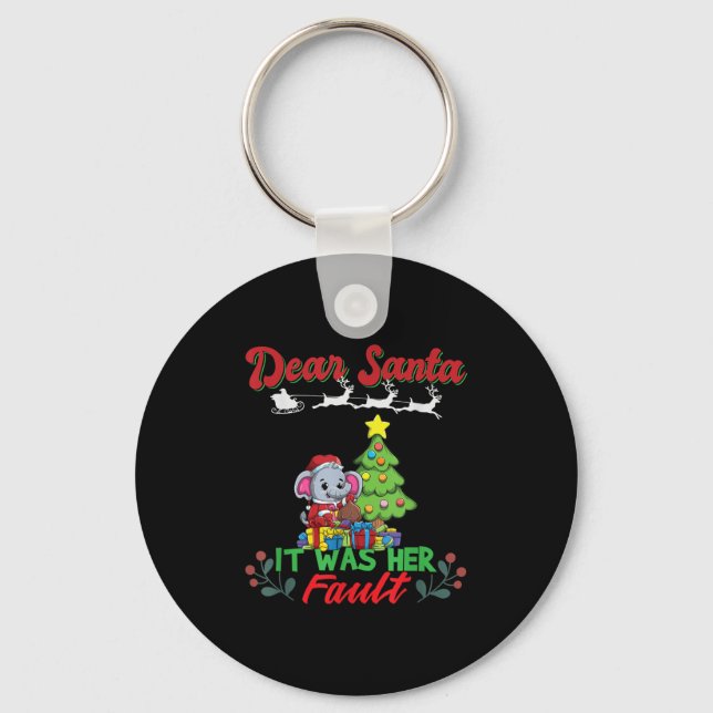 Chaveiro Dear Santa It Was Her Fault Siblings Matching Xmas (Frente)