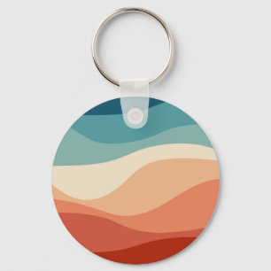 Chaveiro Decoração de ondas com estilo retrô colorido