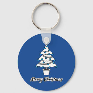 Chaveiro Decorações Azuis da Árvore de Natal Branco - Feliz