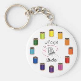 Chaveiro Dedal de Costura, Agulha e Linhas