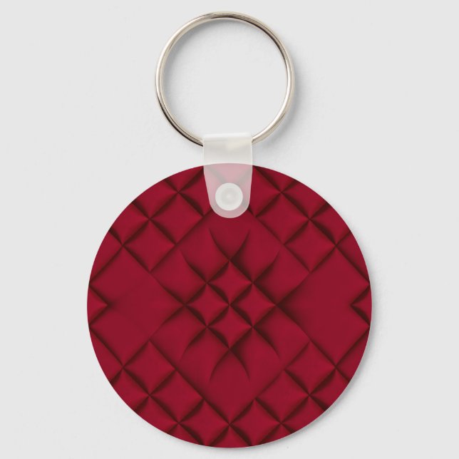 Chaveiro Deep Red Quilted Leather Pattern (Frente)