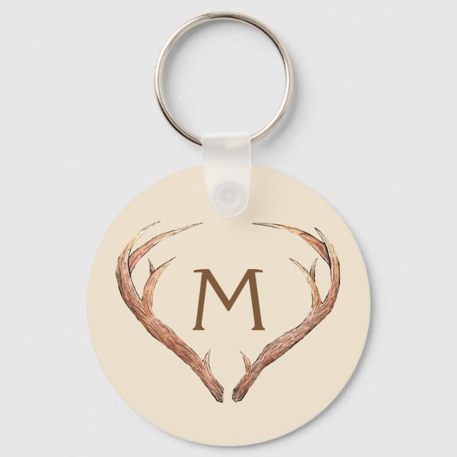 Chaveiro Deer Antlers Safari Monograma Personalizado (Frente)