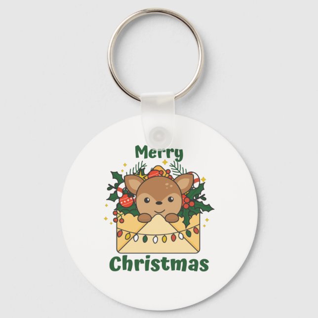 Chaveiro Deer Christmas - Letra Winter Animal Deer (Frente)