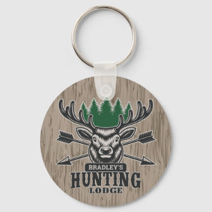 Chaveiro Deer Elk Hunter ADD NAME Arco Hunting Lodge Cabin