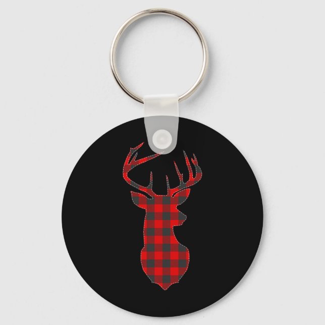 Chaveiro Deer Xadrez Red Reindeer Buck Natal (Frente)