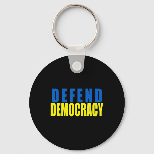Chaveiro Defenda a Democracia Cores da Bandeira da Ucrânia  (Frente)